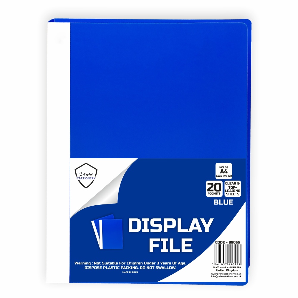 Prime A4 Display File Blue 20 Pockets